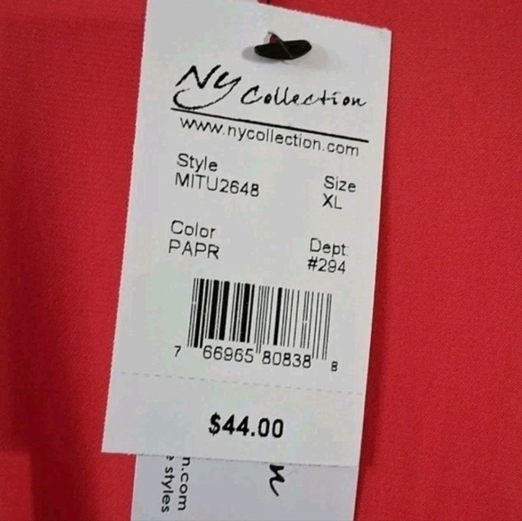 New NY Collection Women's Orange Blouse Pearl-like Accent Fashionable Size XL - Picture 8 of 8